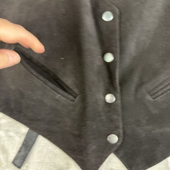 Vintage Katch Me SF Suede Leather Vest Men's L Black Snap Front Pockets (1166) - Picture 4 of 9